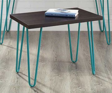 Retro Stool with Teal Metal Legs