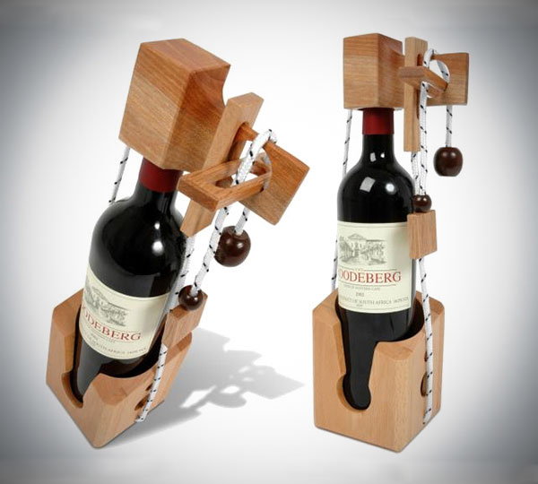 Wooden Puzzle Wine Bottle