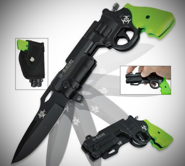 Zombie Killer Pistol Revolver Pocket Knife