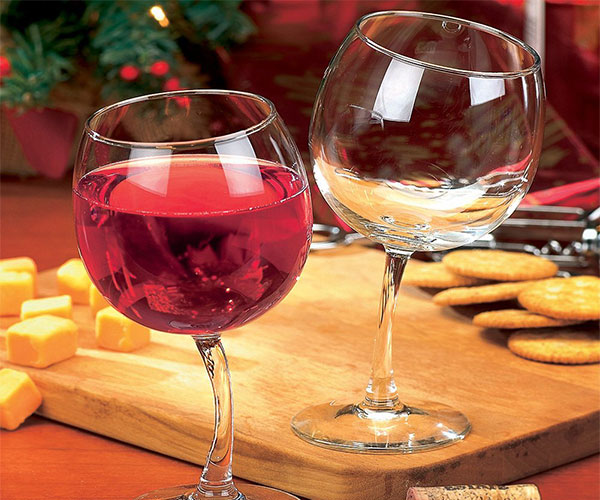 Tipsy Wine Glasses with Bent Stems
