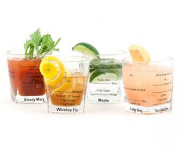 Bartending Glasses with Recipes Written on Glass