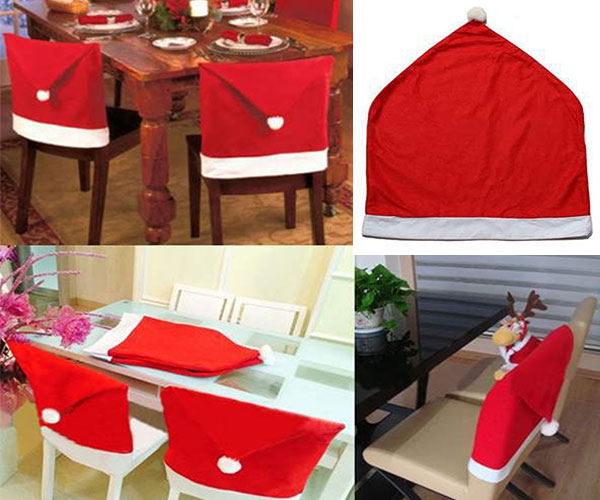 Santa Claus Hat Chair Covers