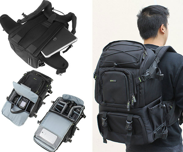 Evecase Canvas DSLR Travel Camera Backpack