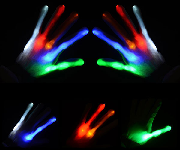 Glow LED Flashing Light Finger Bone Gloves