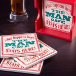Man Cave Coasters with Holder