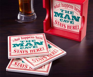 Man Cave Coasters with Holder
