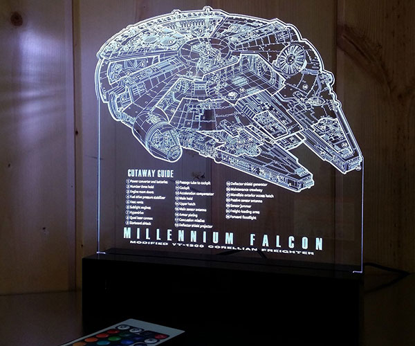 Millennium Falcon Laser Engraved LED Light