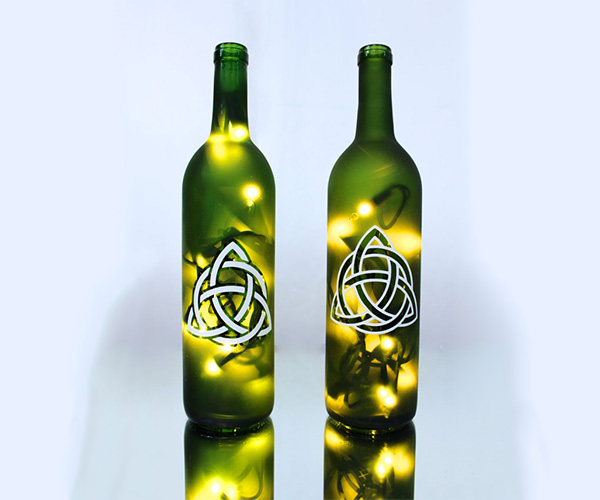 Celtic Lighted Wine Bottle