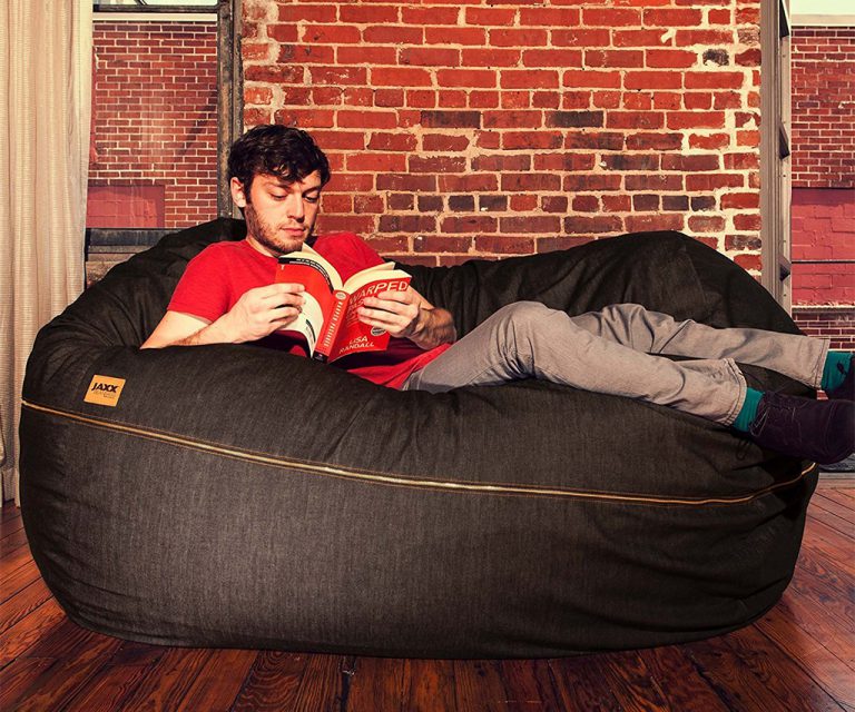 Jaxx 5.5 ft Denim Bean Bag Loveseat Lounger