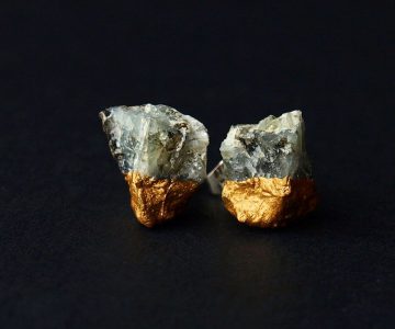 Raw Gold & Emerald Earring Studs