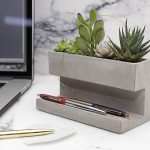 Concrete Desk Top Planter and Pen Holder