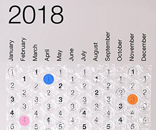 2018 Bubble Wrap Calendar
