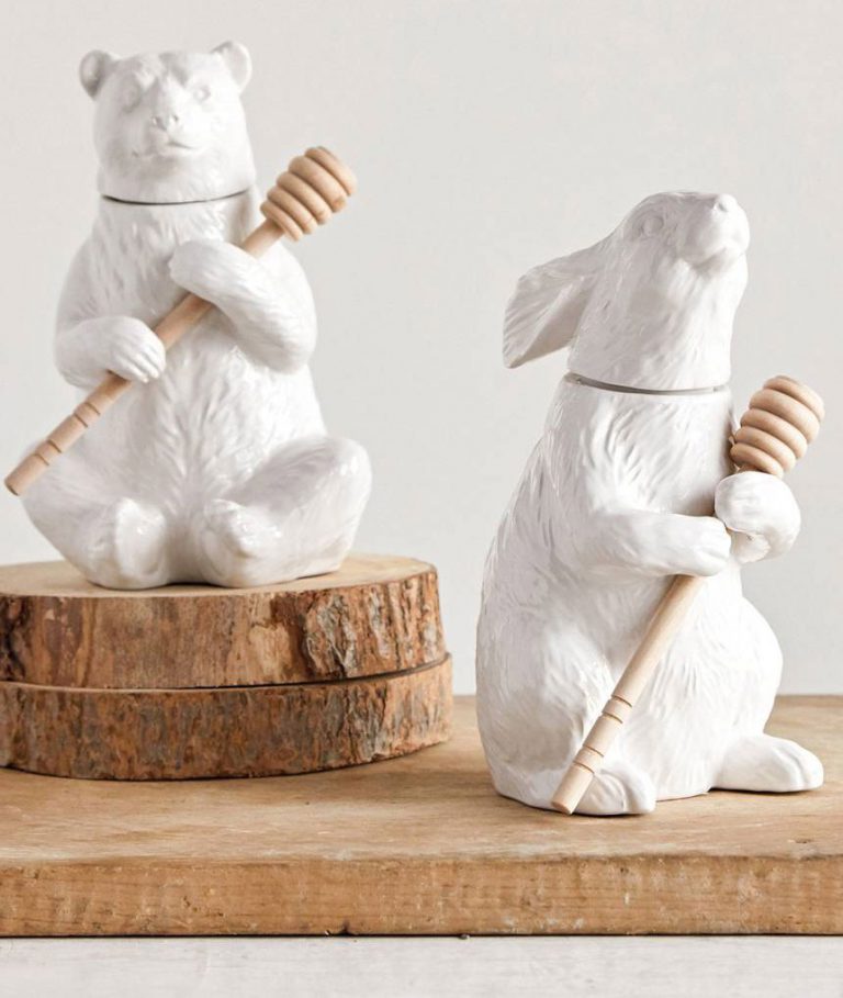 Ceramic Bear Honey Pot
