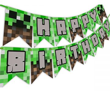 Minecraft Pixelated Birthday Banner